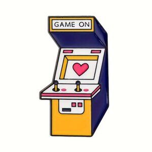 VINTAGE “GAME ON” RETRO ARCADE GAME OIL DRIPPED ENAMEL PIN LAPEL PIN BROOCH NWT